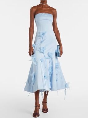 Floral-appliqué strapless gown in blue Rotate | Mytheresa Size 4